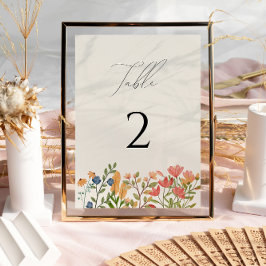 Vildblomma skript Bord Nummer Kort
