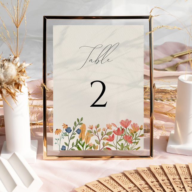 Vildblomma skript Bord Nummer Kort (Skapare uppladdad)