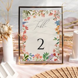 Vildblomma Skript Bordnummerkort Inbjudningar