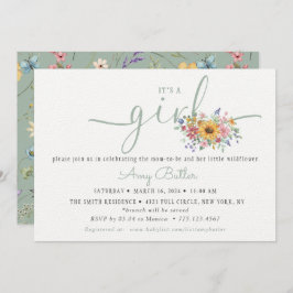 Vildblomma Solid Grön Dusch Bok Inbjudan