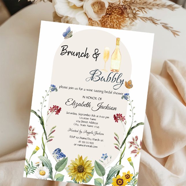 Vildblomma Solros Fjärilar Brunch & Bubbeldryck Inbjudningar (Skapare uppladdad)
