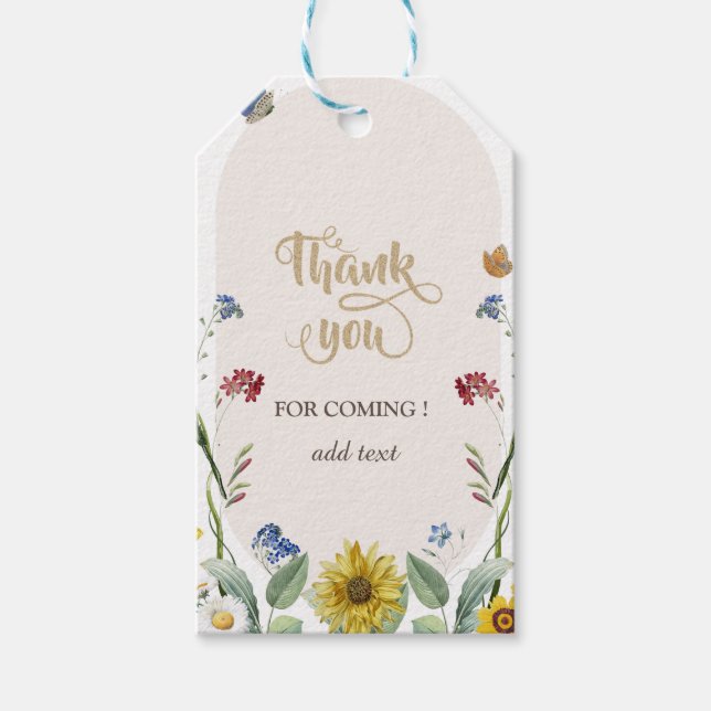 Vildblomma Solros Fjärilar Presentetikett (Framsidan)