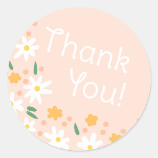 Vildblomma Tack Sticker Runt Klistermärke