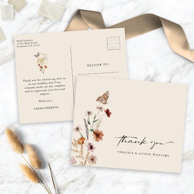 Vildblomma Tack Vykort (Wildflower Thank You Postcard
)