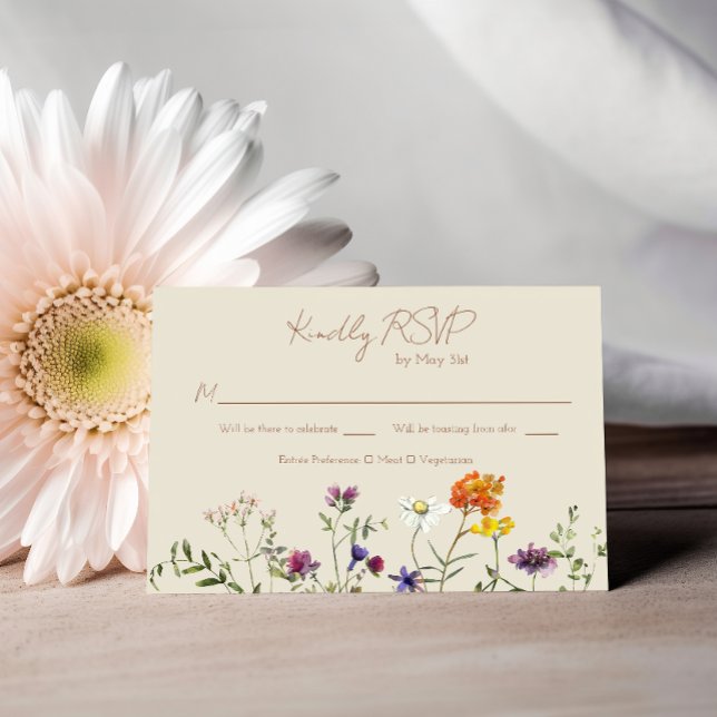 Vildblomma Trädgård Bröllop RSVP-kort OSA Kort (Skapare uppladdad)