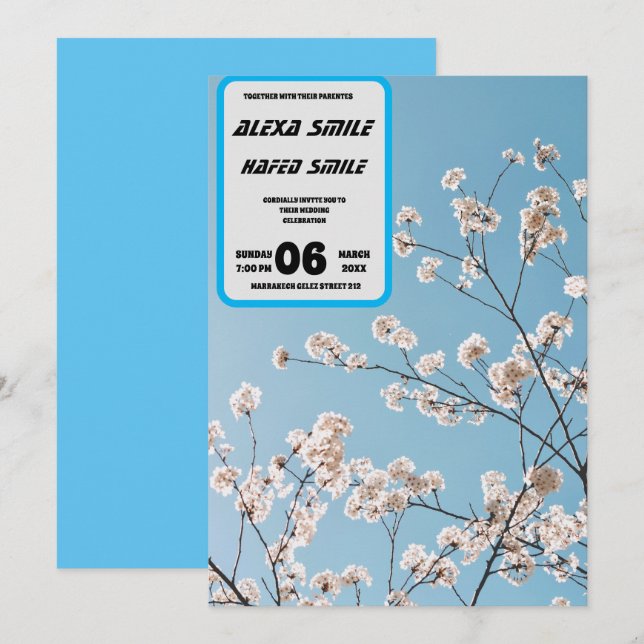 Vildblomma Utfällbara Bröllopsinbjudan, Vacker Brö Inbjudningar (Fram/baksida)