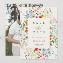 Vildblomma Vår Äng Trädgård Rustik boho Foto Spara Datumet