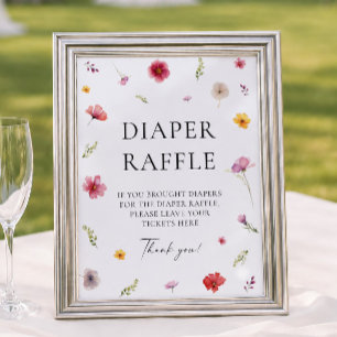 Vildblomma Vår Baby Shower Blöja Lotteri Spel Poster