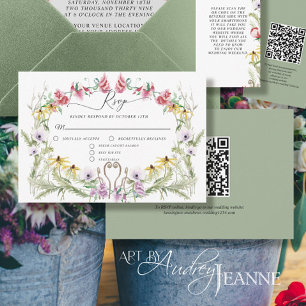 Vildblomma vårkrans Modern blomster QR-kod OSA Kort