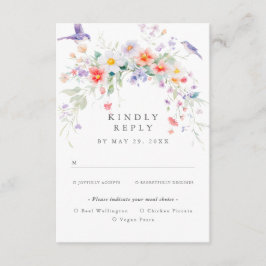 Vildblomma Vårsmåltidsalternativ RSVP-kort Tilläggskort