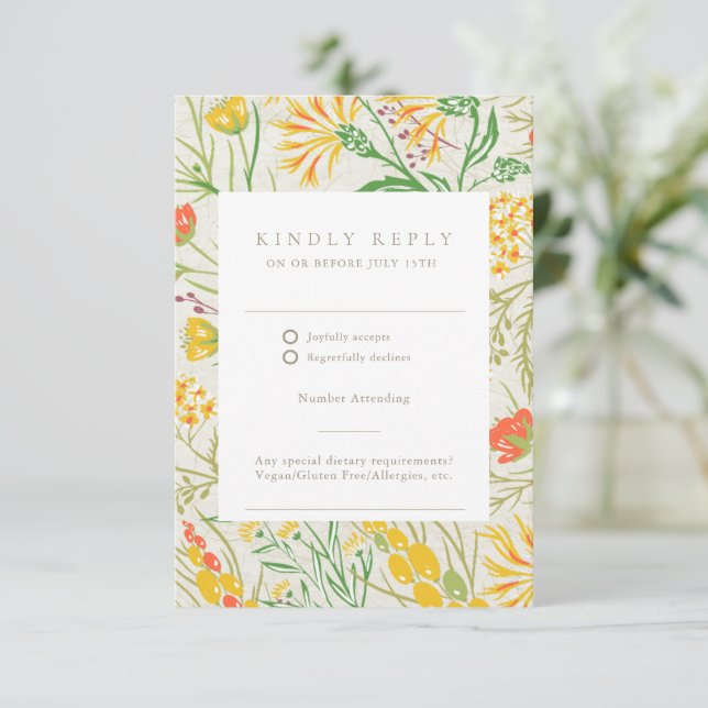 Vildblomma Vild Äng QR-kod Utomhusbröllop OSA Kort (Stående Fram)