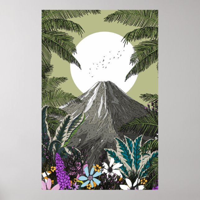 Vildblomma Vulkanberg Poster (Framsidan)