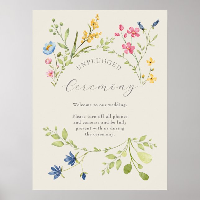 Vildblommabrollop Avstängd Ceremoni Poster (Framsidan)