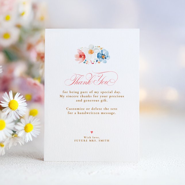 Vildblommabrollop Liten Tacksamhet  Tack Kort (Wildflowers Small Thank You Card)