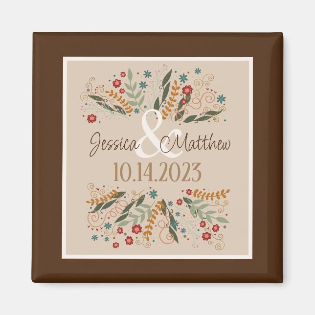 Vildblommabrollop Modern Elegant Inspirationskraft Magnet (Framsidan)