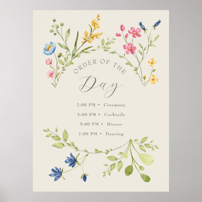 Vildblommabrollops dagsordning poster (Framsidan)