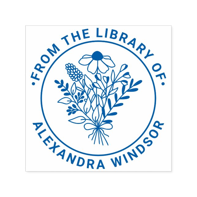 Vildblommabukett #1 Biblioteksbok Namn Präglare Självfärgande Stämpel (Design)