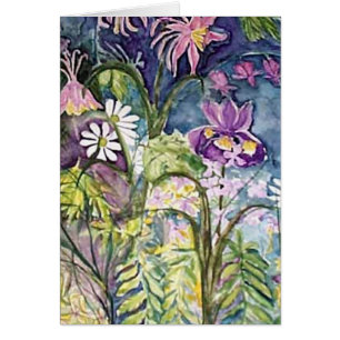vildblommafantasivattenfärg hälsningskort