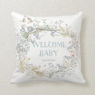 Vildblommakran med den välkommna babyen för fjäril kudde