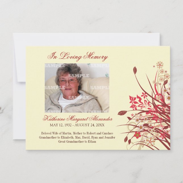 Vildblommaminnesmärken märker inbjudningar (Framsida)