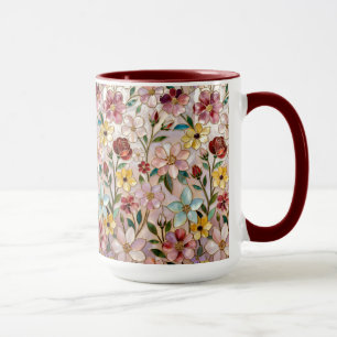 Vildblommamugg Färgrik Blommig Botanisk Kaffe Kopp