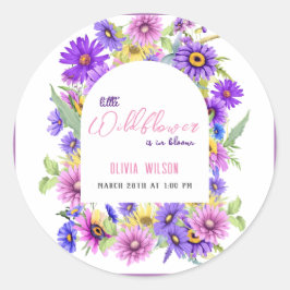 Vildblomman för Bright rosa lila är på väg #3 Runt Klistermärke