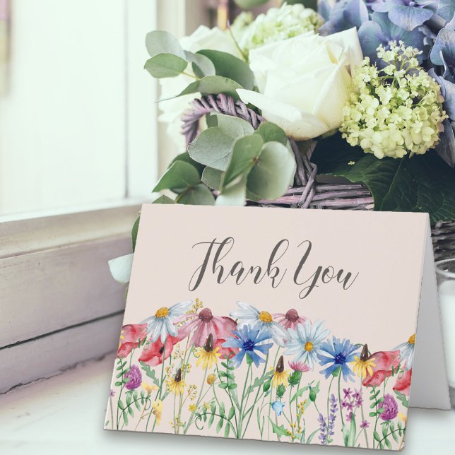 Vildblommans Charm Rustik Stug Floral Tack Kort (Thank you card from my Wildflower Charm collection)