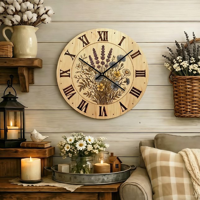 Vildblommans Väggtid - Skön Naturlig Harmoni Stor Klocka (Skapare uppladdad)