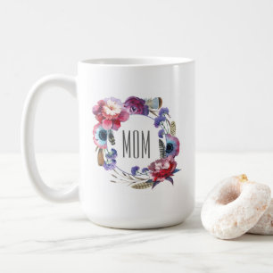 Vildblommapionblommigt med fjädermors dag kaffemugg