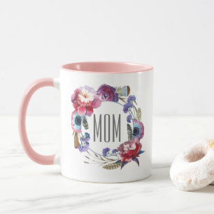 Vildblommapionblommigt med fjädermors dag mugg