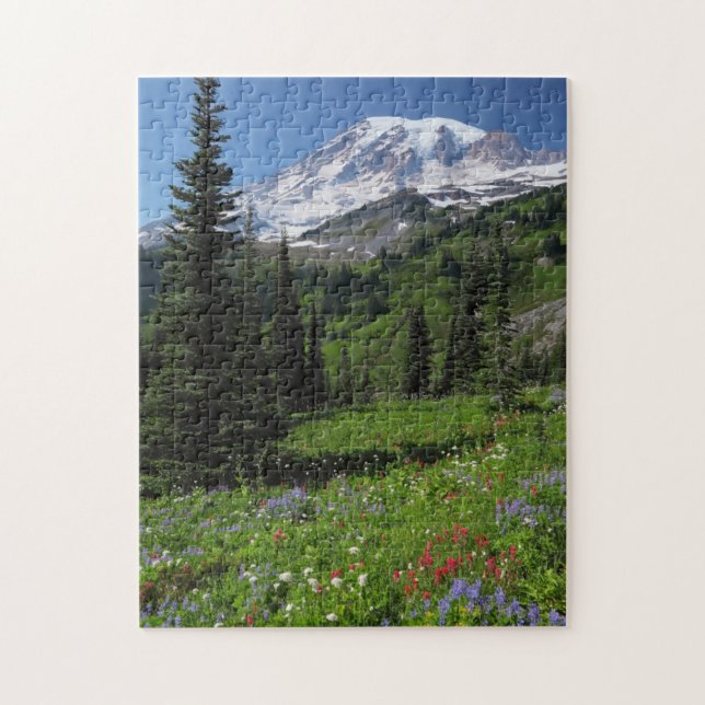 Vildblommar på Mount Rainier Pussel (Vertikal)
