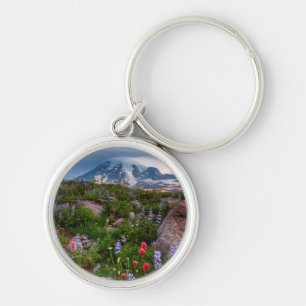 Vildblommar Rund Silverfärgad Nyckelring