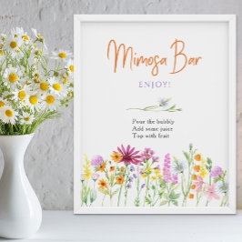 Vildblommeäng Bröllopsdusch Mimosa Bar Skylt