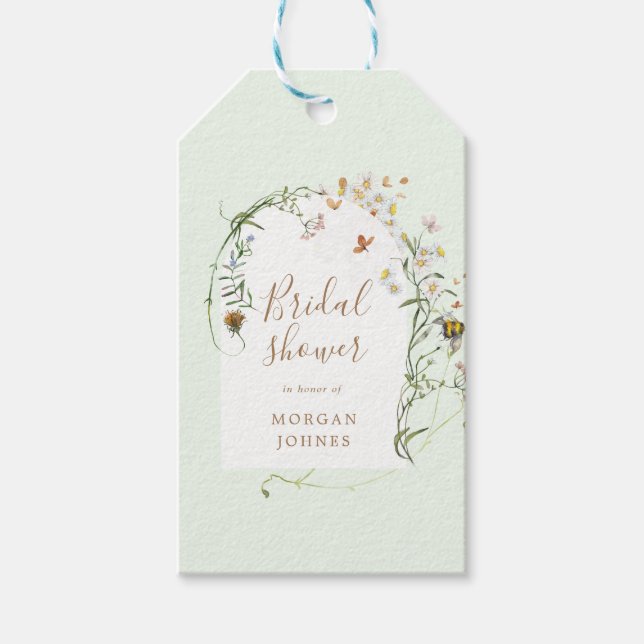 vildblommeäng bröllopsdusch presentetikett (Framsidan)
