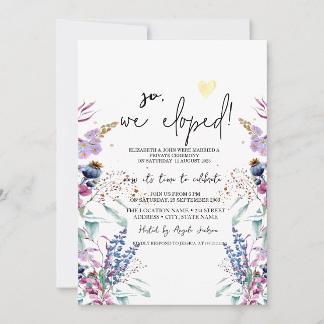 Vildblommeäng Elopement Inbjudningar (Framsida)