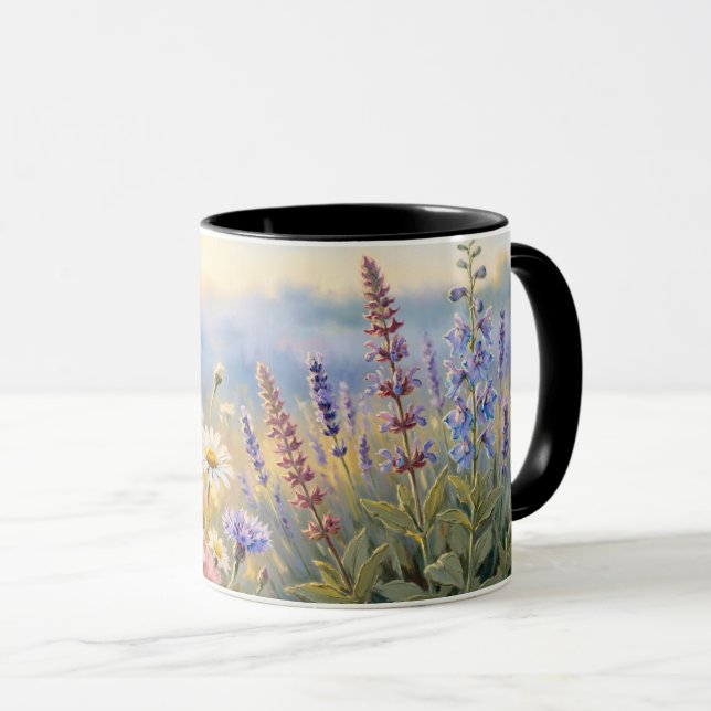 Vildblommeäng Oljemålning Blommig Kaffemugg (Framsida höger)