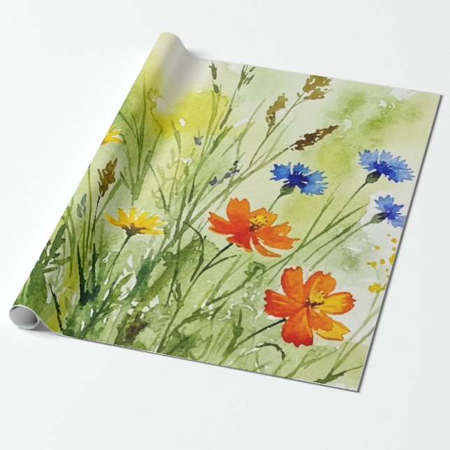 Vildblommeäng Presentpapper (Utrullad)