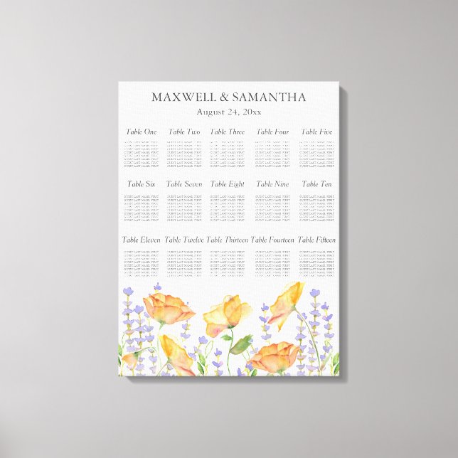 Vildblommetema för sjöfärgssäten Bröllop Canvastryck (Framsida)