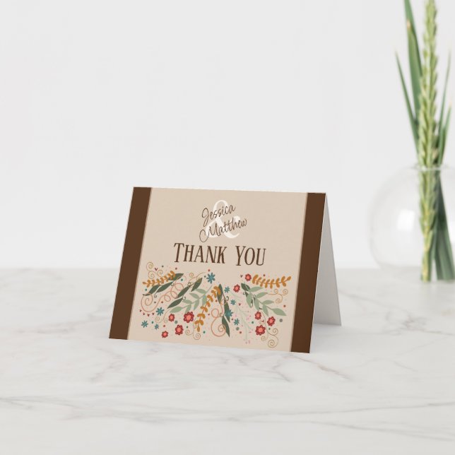 Vildblommig bröllop Elegant Vacker Inspirationskra Tack Kort (Framsida)