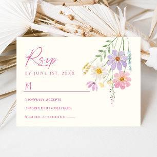 Vildblommig Trädgård Blommig Bröllops RSVP OSA Kort