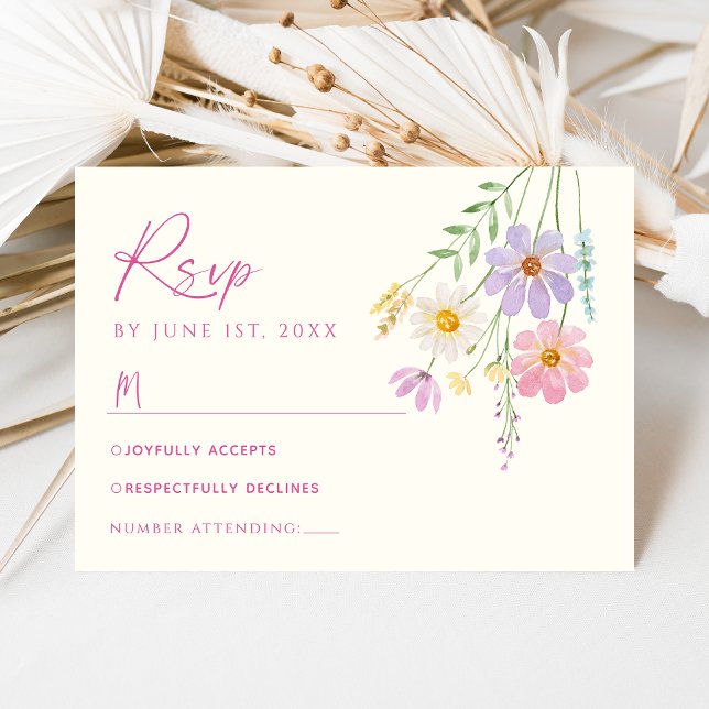 Vildblommig Trädgård Blommig Bröllops RSVP OSA Kort (Skapare uppladdad)