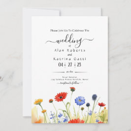Vildblommig vårbröllopsinbjudan inbjudningar