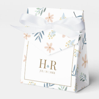 Vildblommönstrad bröllopsgåva med monogram presentaskar