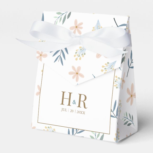Vildblommönstrad bröllopsgåva med monogram presentaskar (Framsidan Sidan)