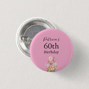 Vildblommor 60-årsdag Rosa Fest Knapp