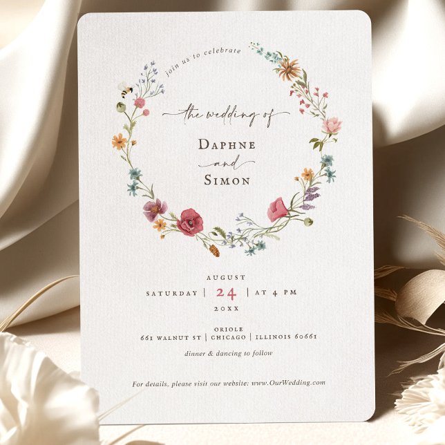 Vildblommor Akvarell Skript Inbjudan (Skapare uppladdad)