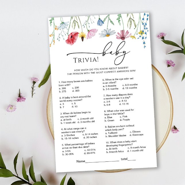 Vildblommor Baby Shower Trivia Game (Skapare uppladdad)