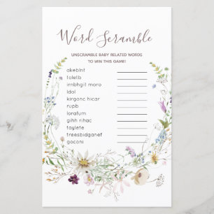 Vildblommor Babydusch Ord Scramble Game