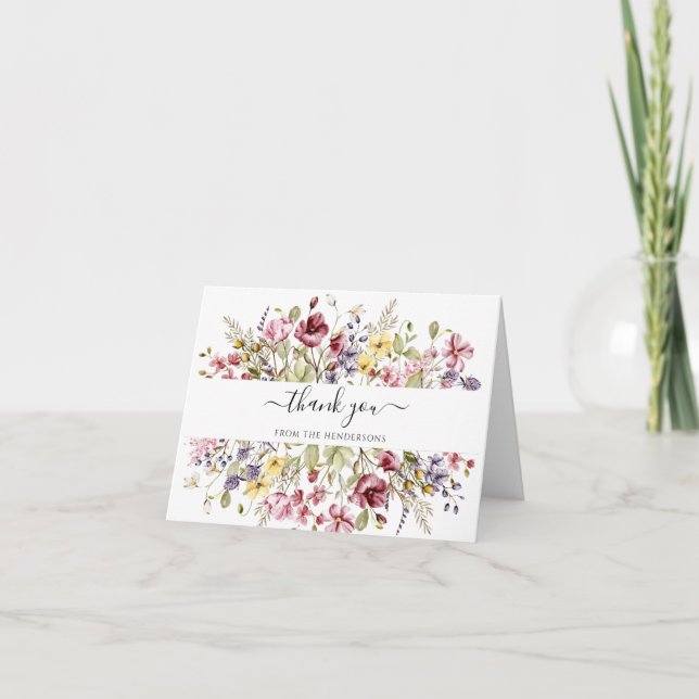 Vildblommor Begravning Minnesstund Bröllop Brudtär Tack Kort (Framsida)