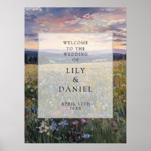 Vildblommor Blommig Äng Bröllop Välkomstskylt Poster